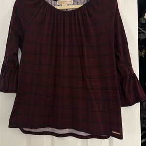 Michael Kors Dark Red Checkered Blouse